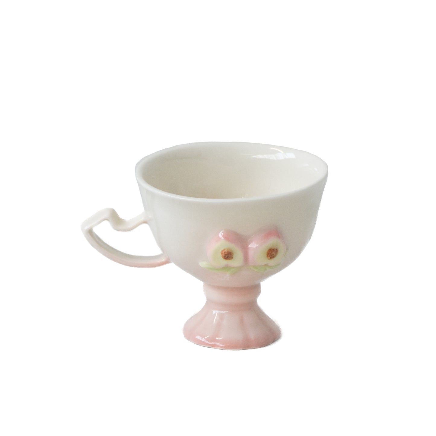Peach it - Porcerlain peach tea cup with handle Bloom base
