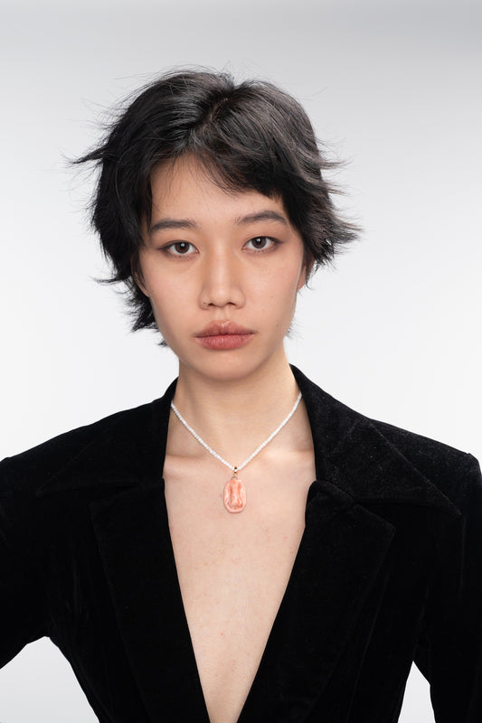 My body - Shell beads nose necklace - porcelain detachable charm pendant