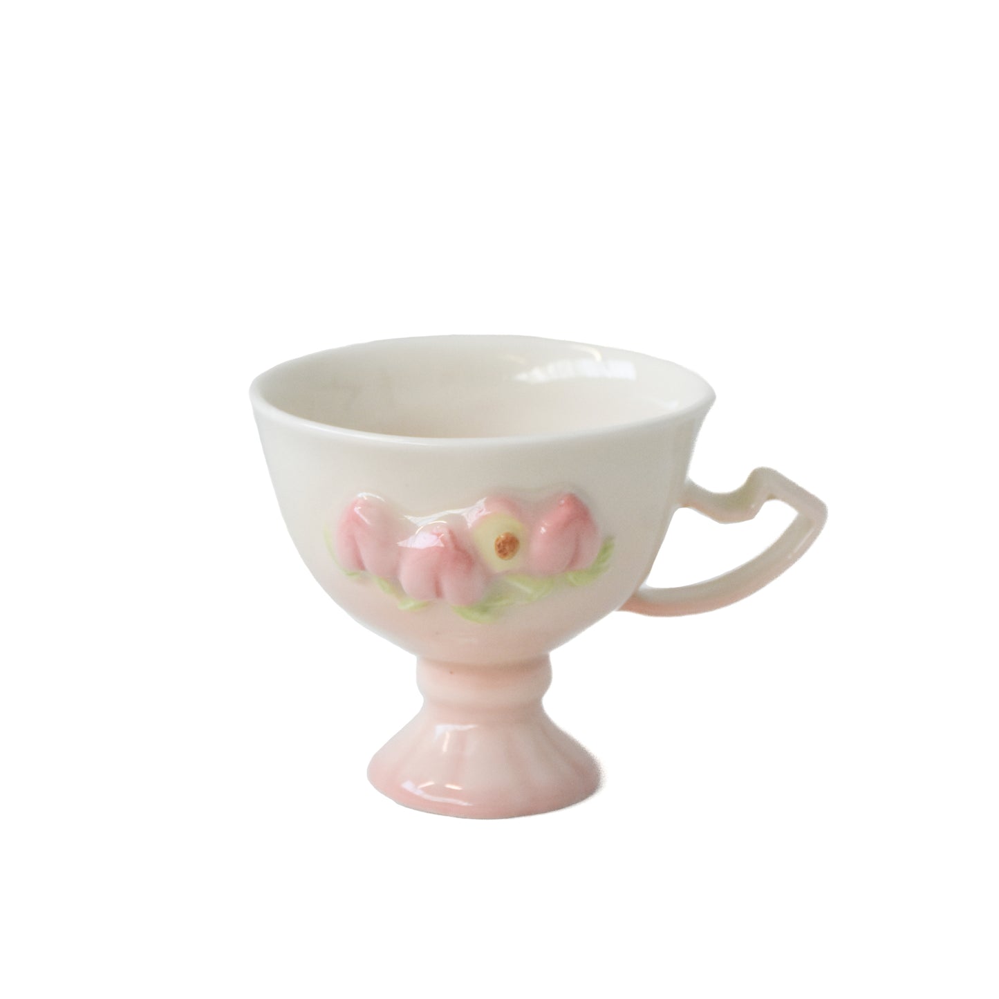 Peach it - Porcerlain peach tea cup with handle Bloom base