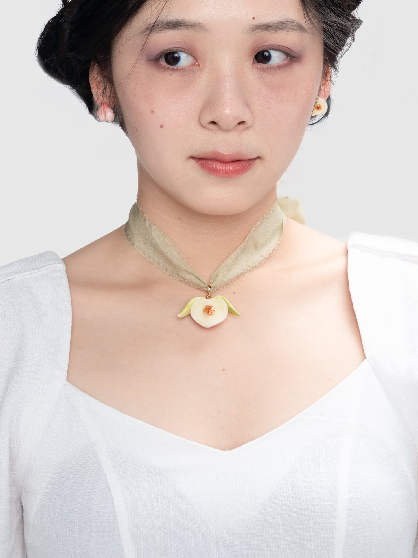 Peach It Surreal Non-Symmetrical Peach Earrings Silver Piercing