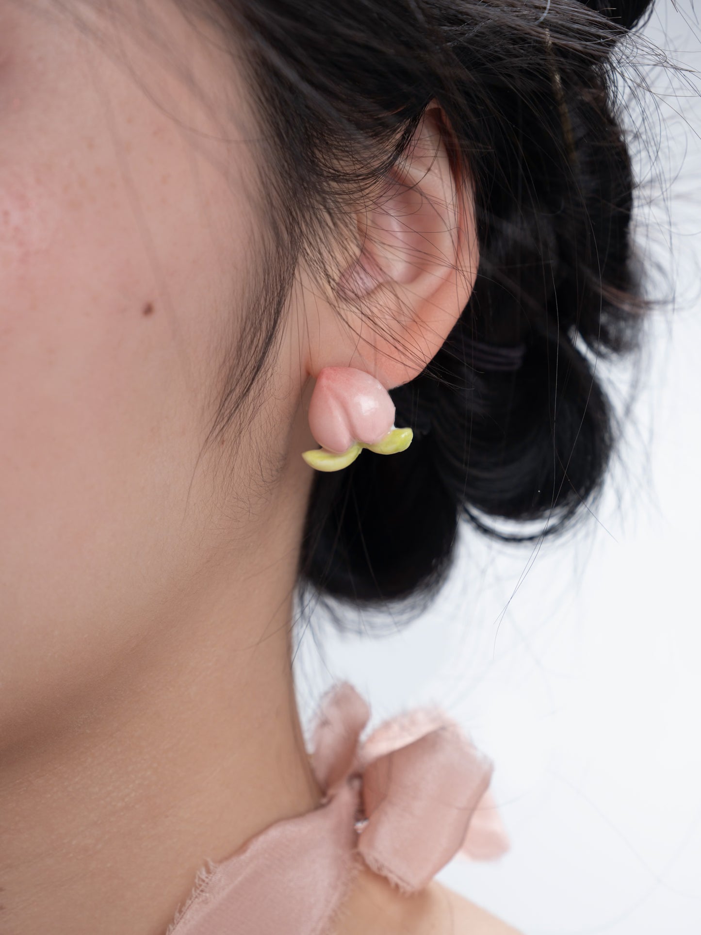 Peach It Surreal Non-Symmetrical Peach Earrings Silver Piercing