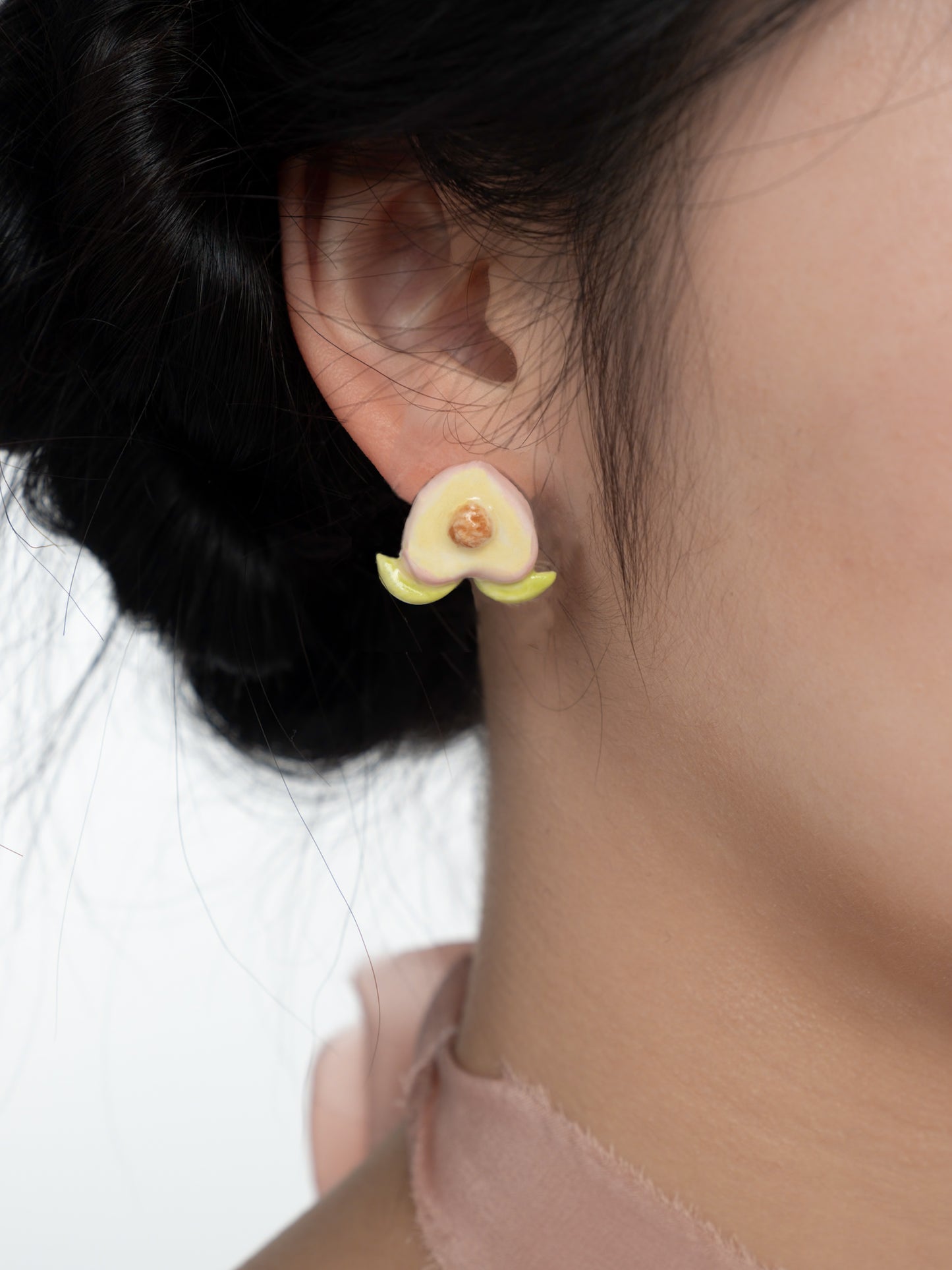 Peach It Surreal Non-Symmetrical Peach Earrings Silver Piercing