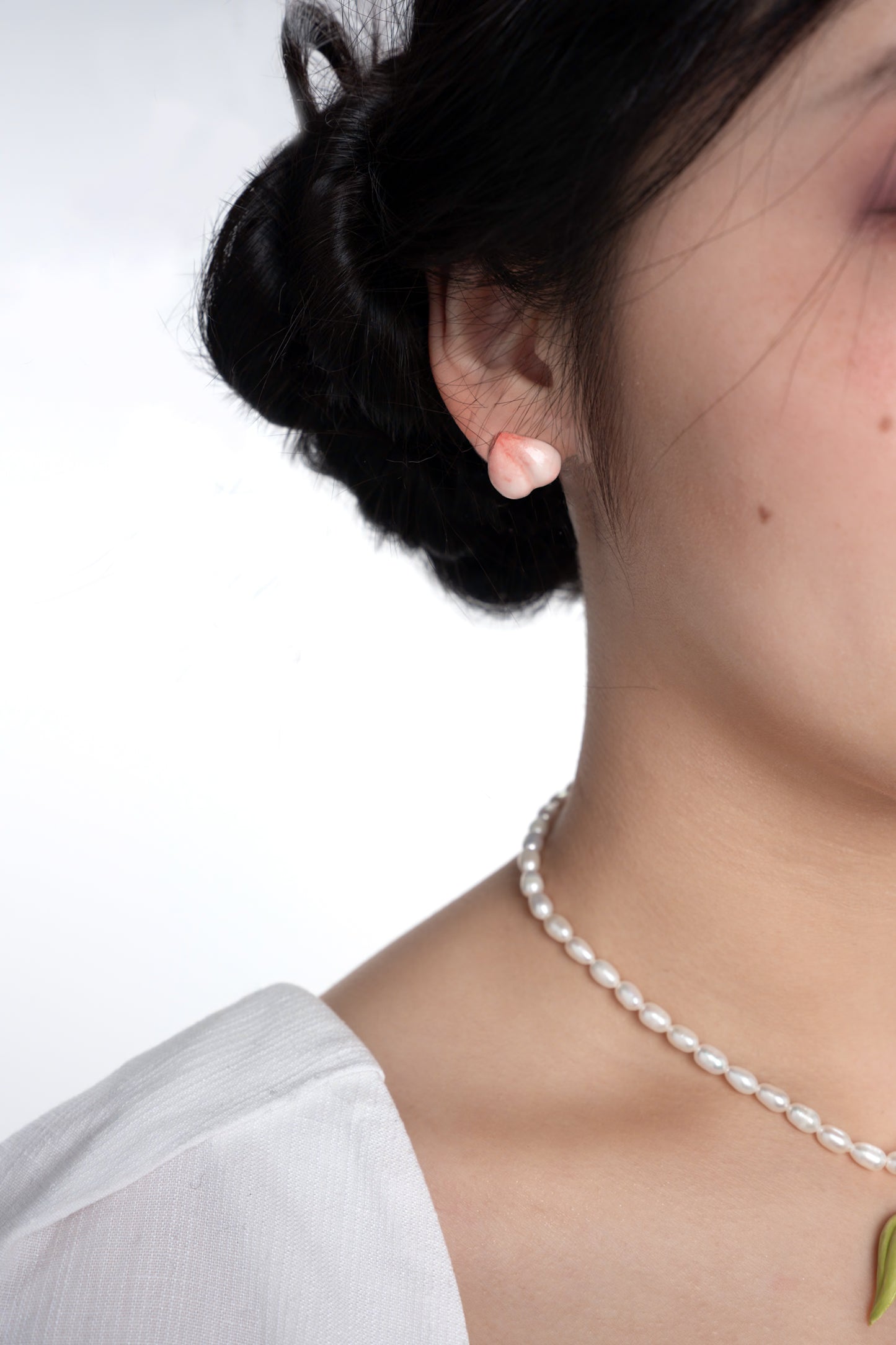 Peach It Surreal Non-Symmetrical Peach Earrings Silver Piercing