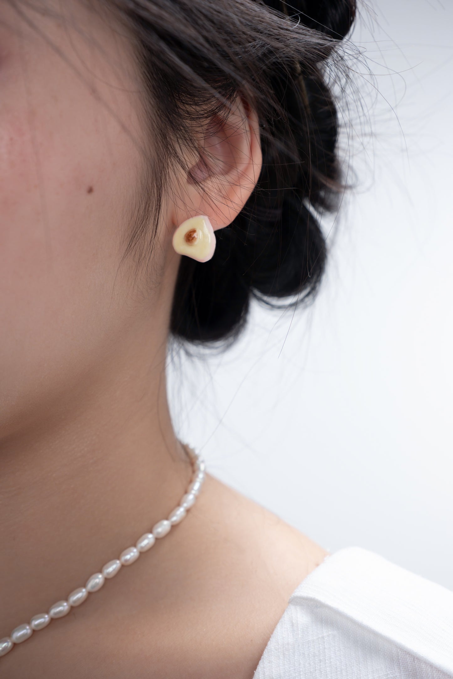 Peach It Surreal Non-Symmetrical Peach Earrings Silver Piercing
