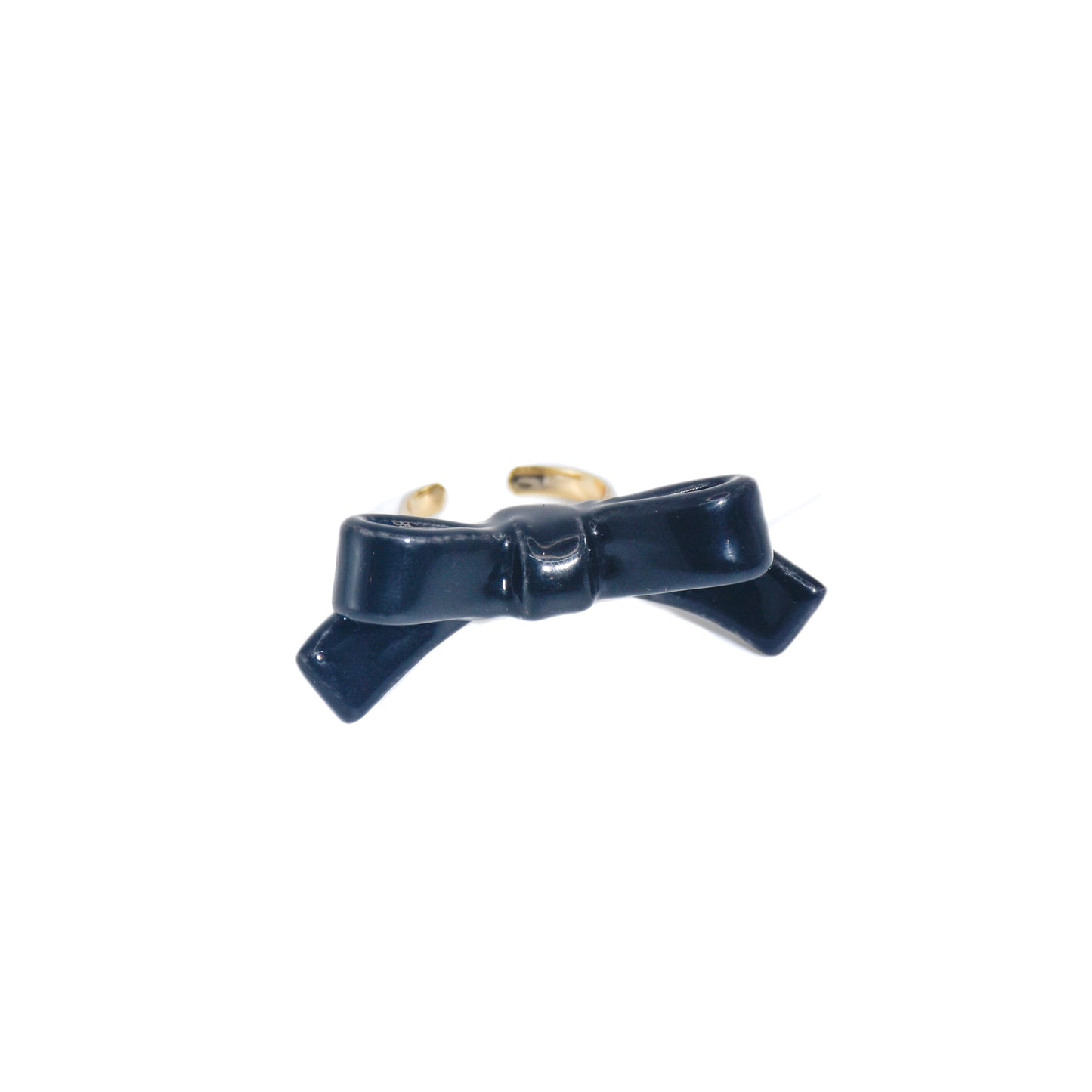 Bowtie Maniac - Small Ribbon Ceramic Bowtie Gold Plated Brass Ring Sterling Silver Ring