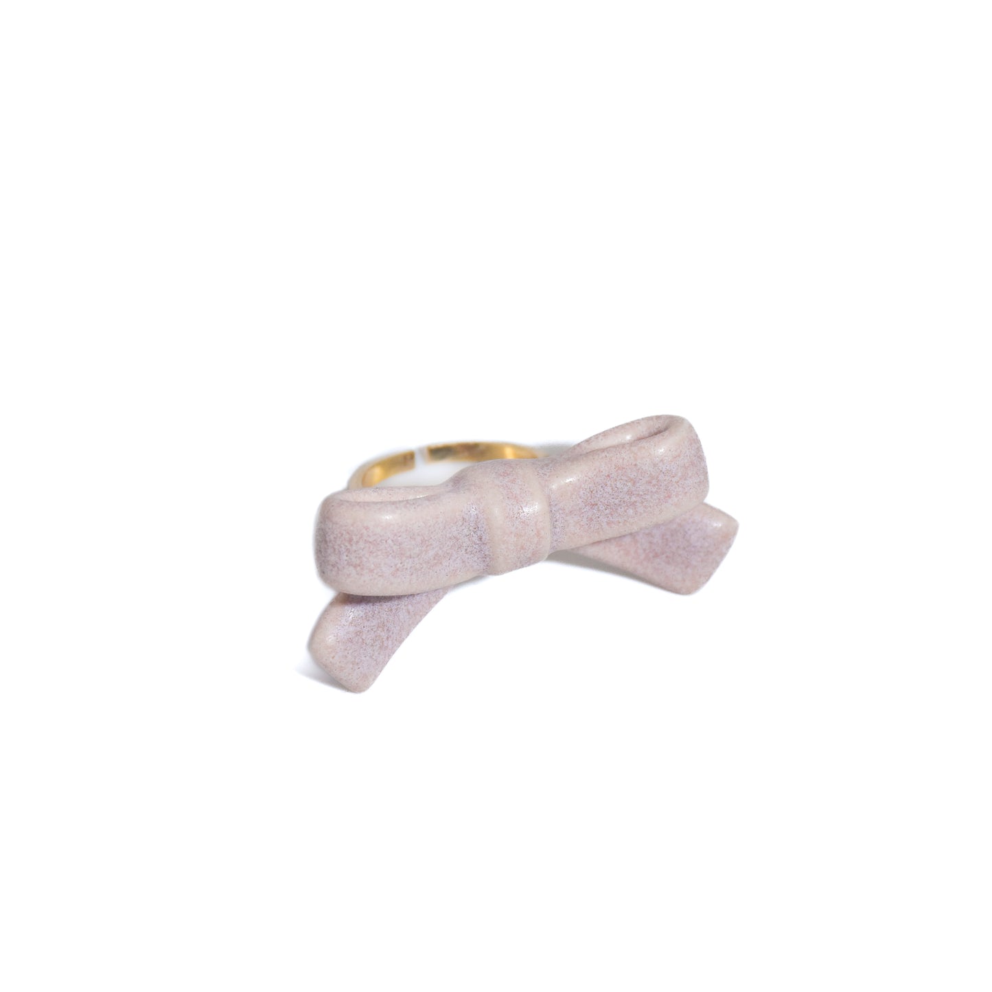 Bowtie Maniac - Small Ribbon Ceramic Bowtie Gold Plated Brass Ring Sterling Silver Ring