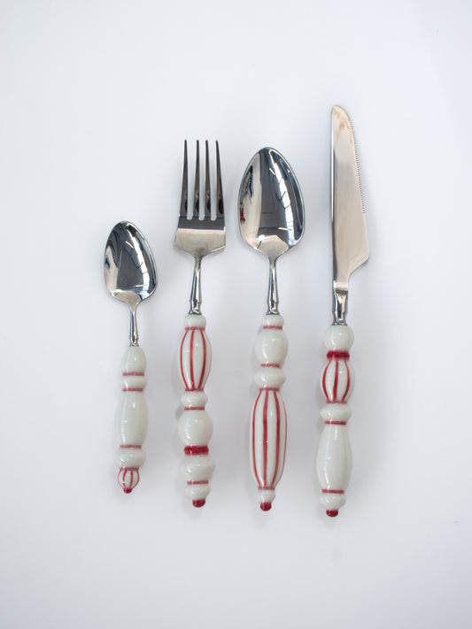Fun Dining Handcrafted Ceramic Porcelain Cutlery Classic Line Style