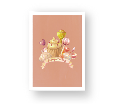 Greeting card: birthday cup cake