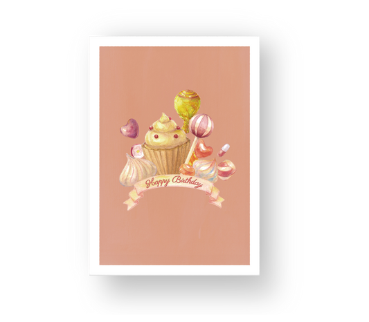 Greeting card: birthday cup cake