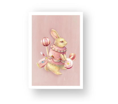 Greeting card: ballet cake rabbit