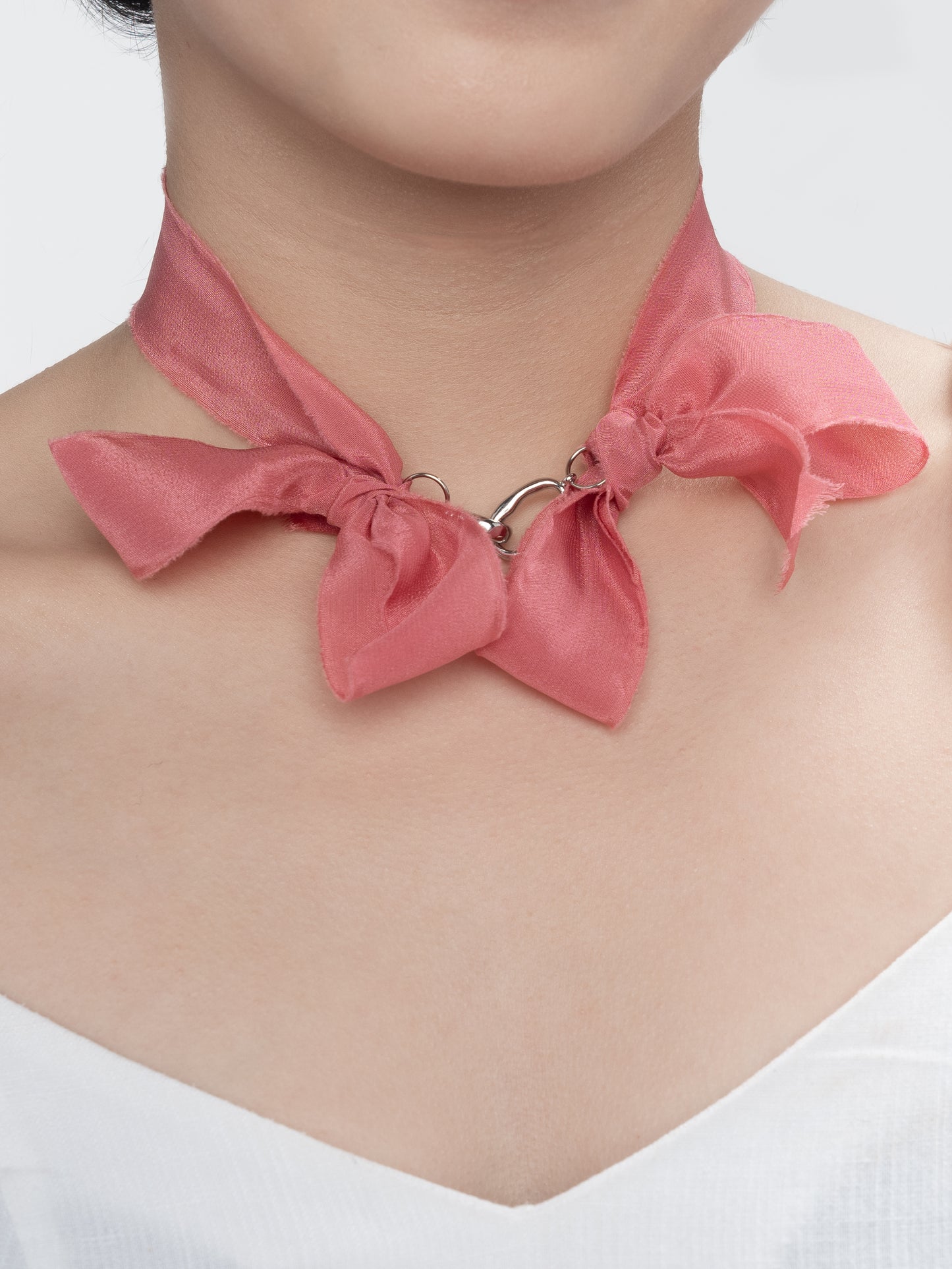 Angry Puss Detachable Cat Charm Silk Choker Necklace