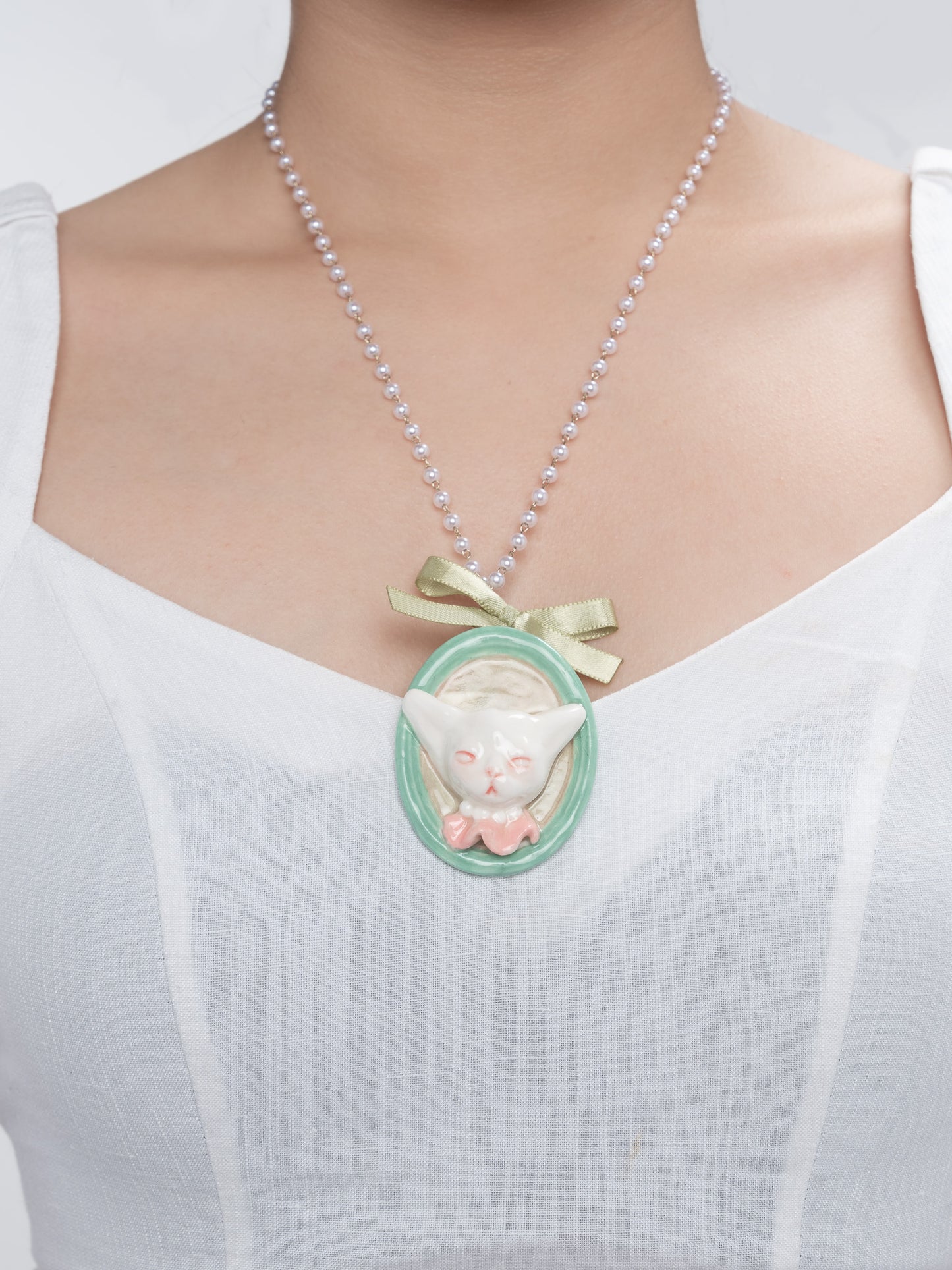 Angry Puss Portrait Necklace and Brooch