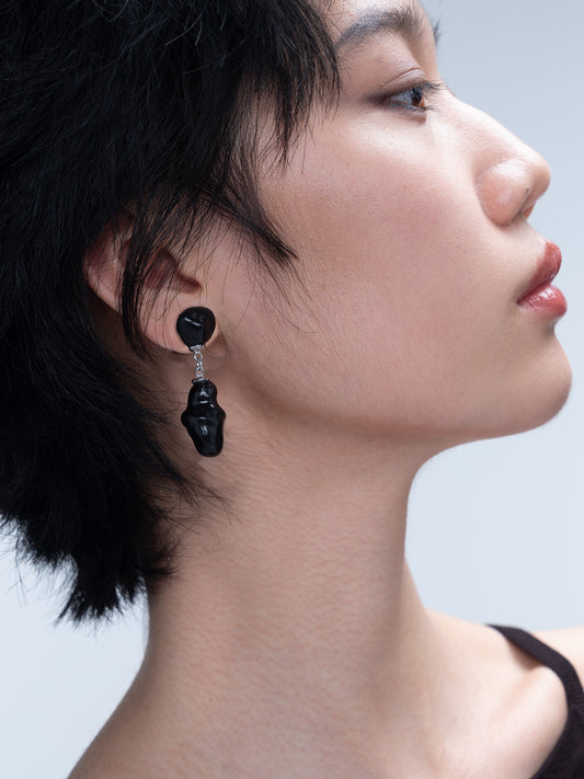 Coral Drop: black ceramic earring teardrop drop earrings