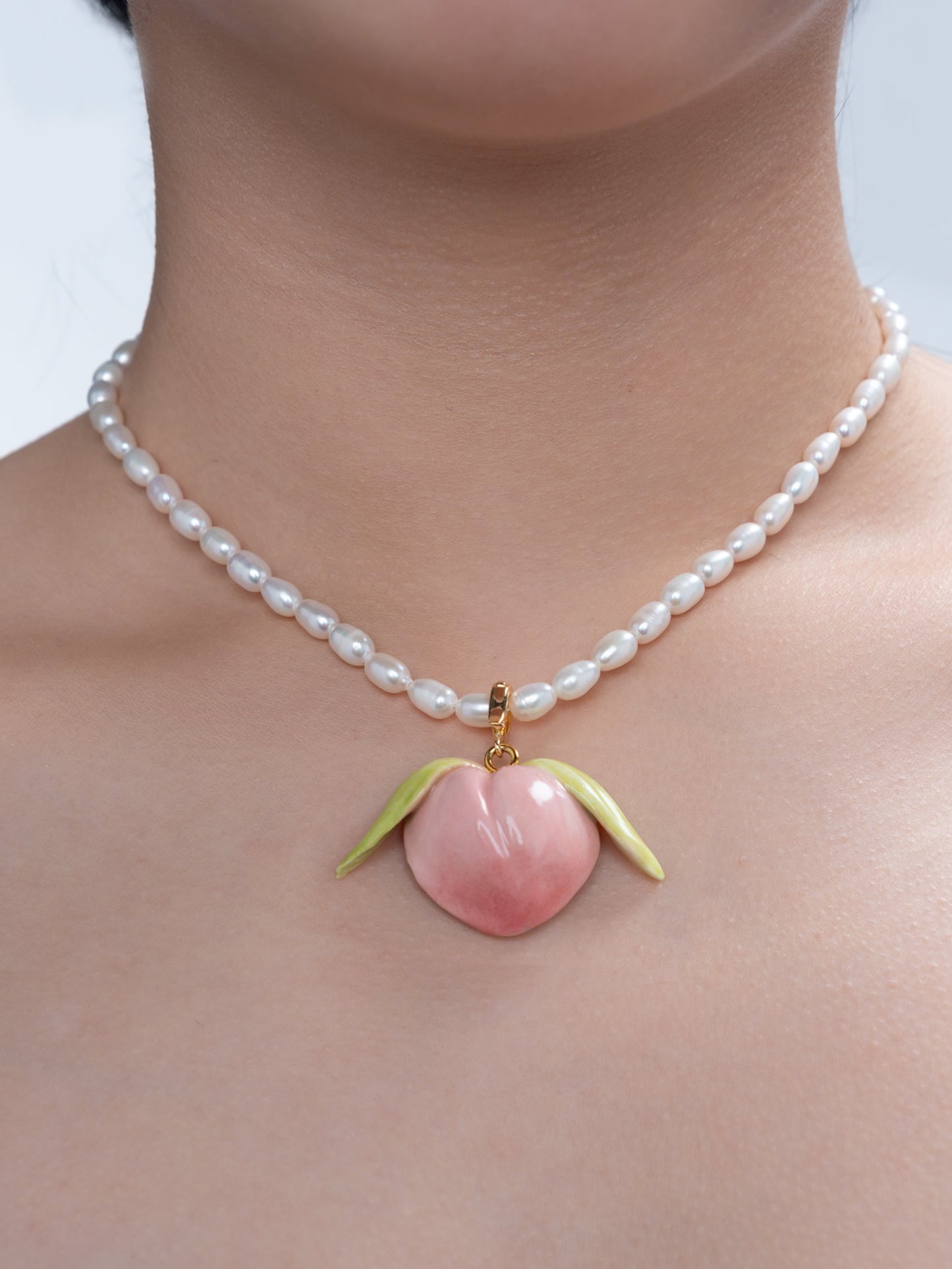 Peach it - Peach ceramic Freshwater Pearl Pearl necklace