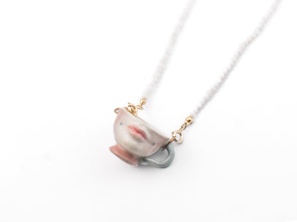 The Cup Theater mini cup porcelain shell beads necklace