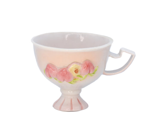Peach it - Porcerlain peach tea cup with handle Bloom base