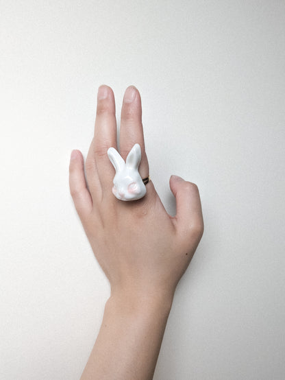 Grumpy Bunny- Rabbit 14k gold plated brass ring