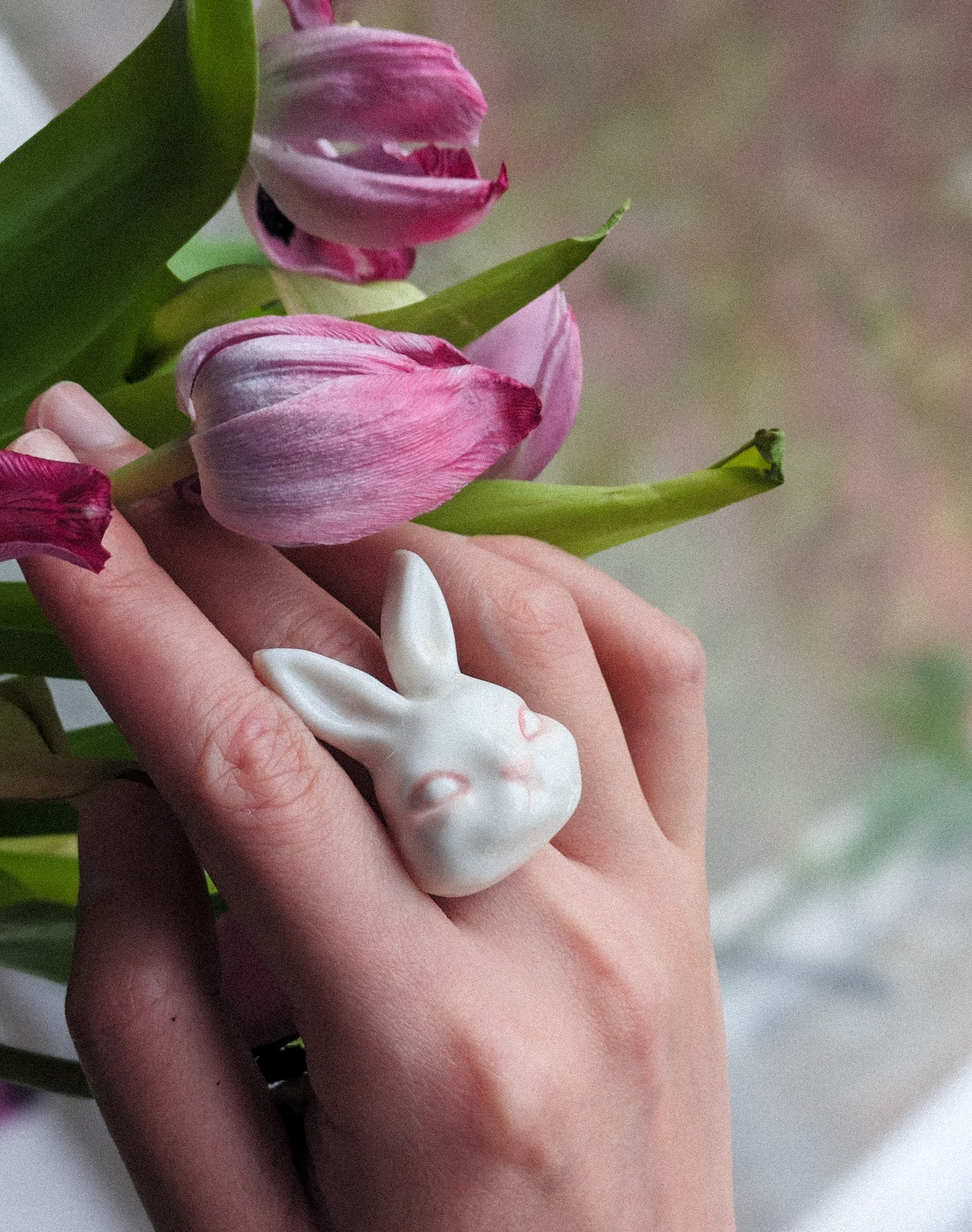 Grumpy Bunny- Rabbit 14k gold plated brass ring