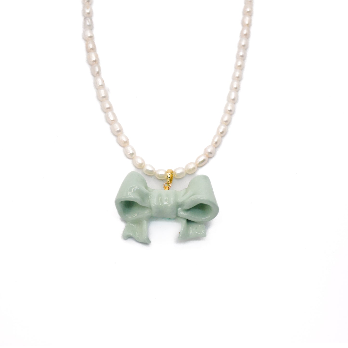 Bowtie Maniac - Large Bowtie Ceramic Detachable Pendant Pearl Necklace