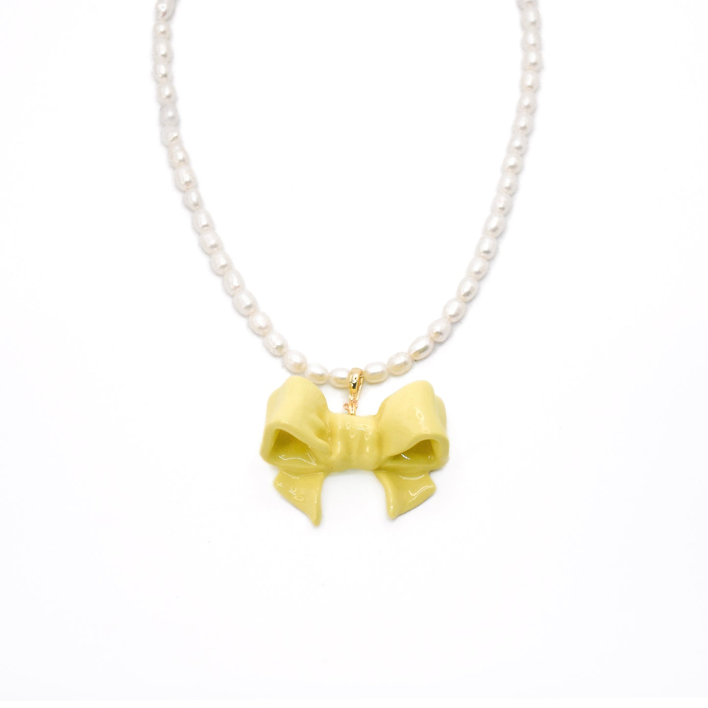 Bowtie Maniac - Large Bowtie Ceramic Detachable Pendant Pearl Necklace