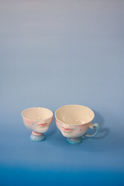 The Kissing Cup - Deep Blue- Large ceramic tea cup