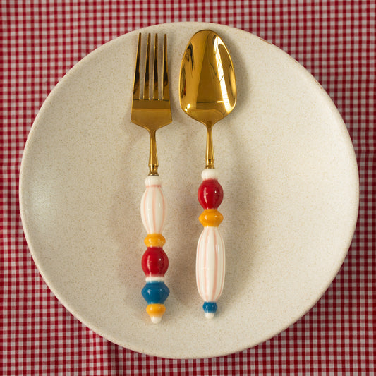 Fun Dining Handcrafted Ceramic Porcelain Cutlery 4 Piece Set - Table Circus