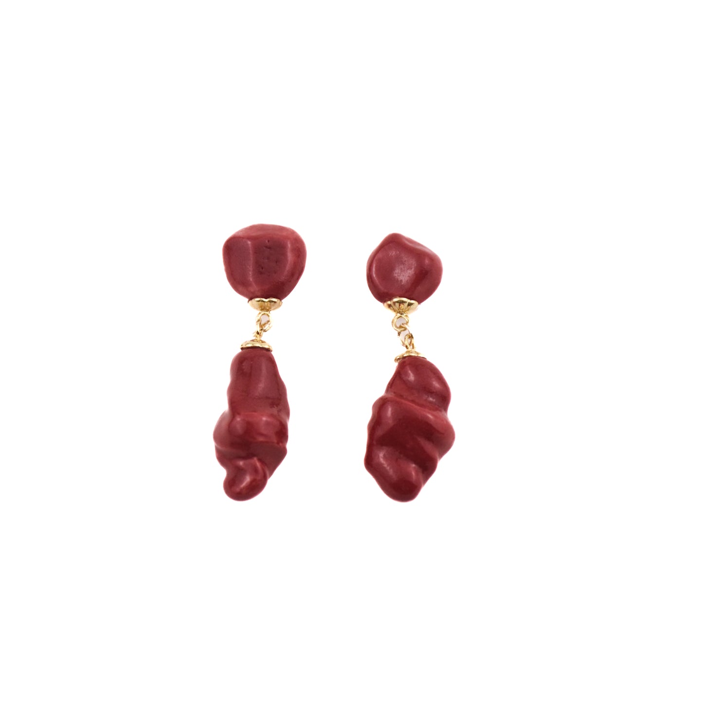 Coral Drop: red ceramic earring teardrop drop earrings