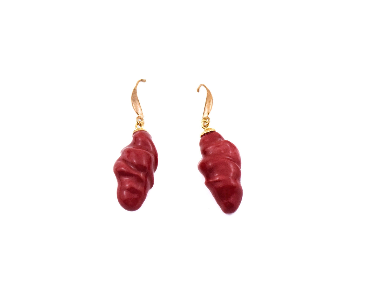 Coral Drop: red ceramic earring teardrop drop earrings