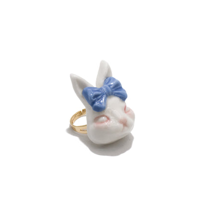 Grumpy Bunny- Rabbit 14k gold plated brass ring