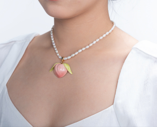 Peach it - Peach ceramic Freshwater Pearl Pearl necklace