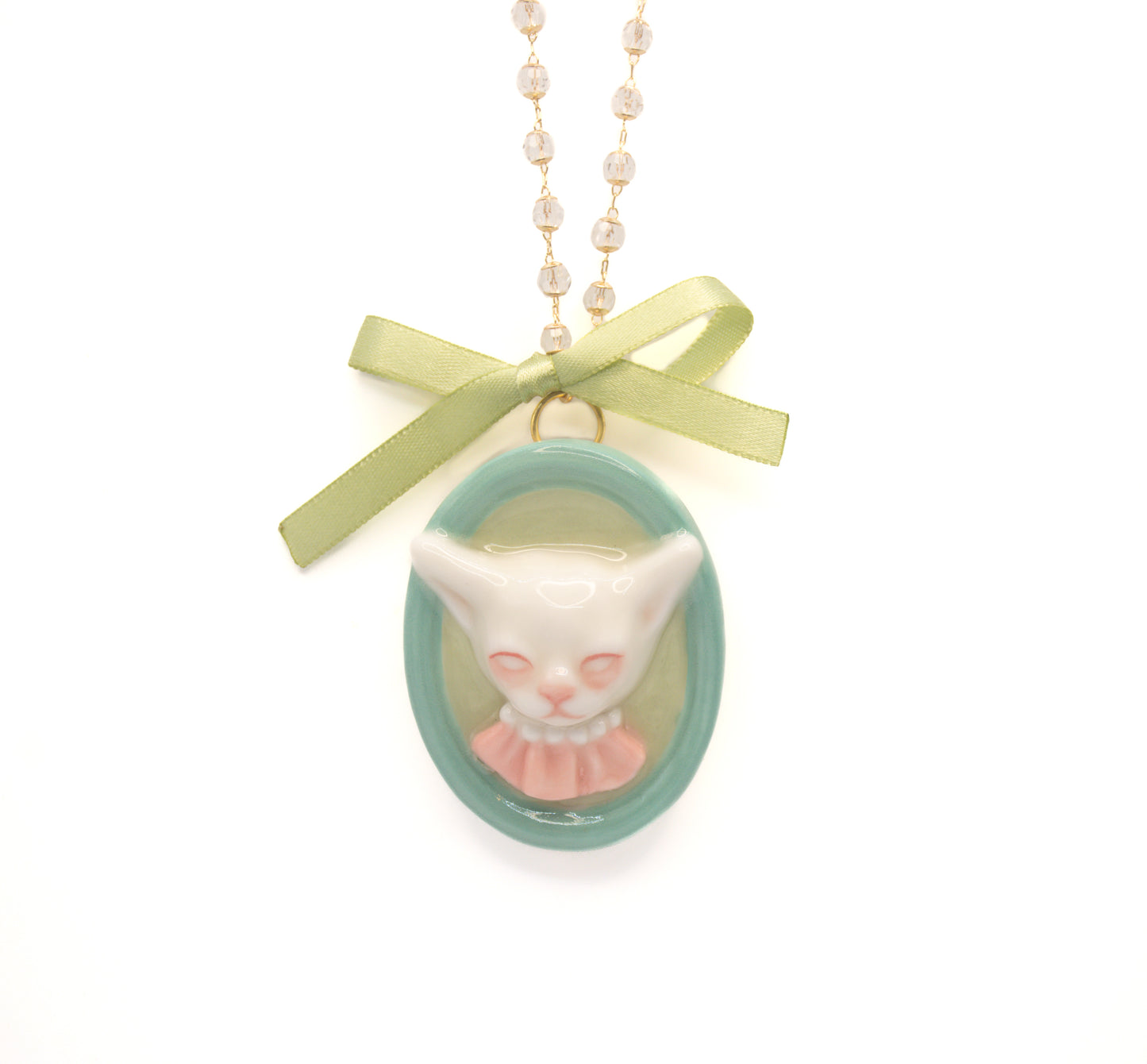 Angry Puss Portrait Necklace and Brooch