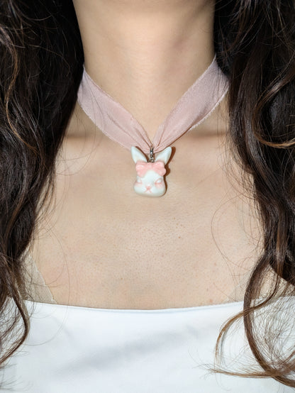 Grumpy Bunny Silk Choker Necklace