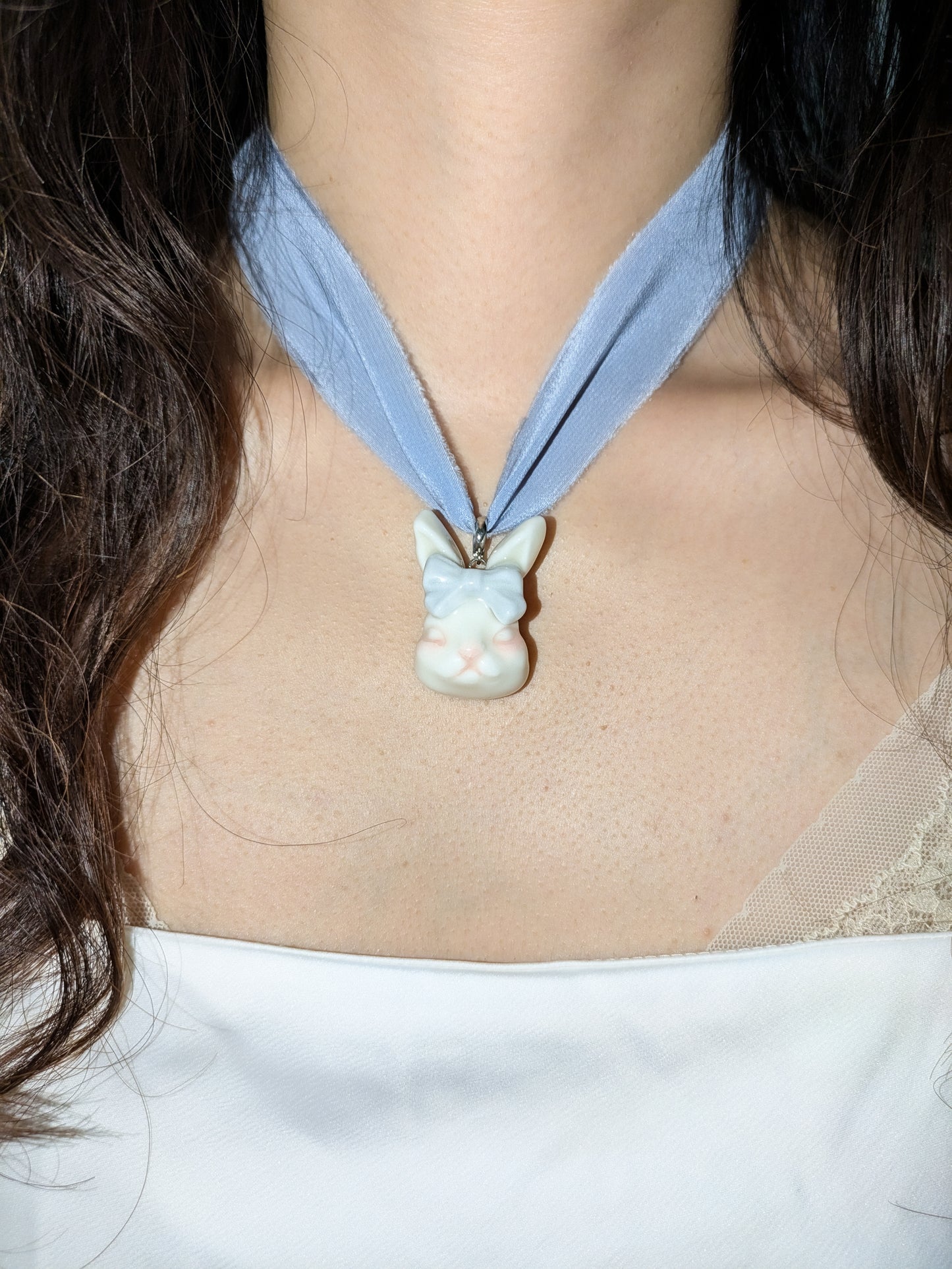 Grumpy Bunny Silk Choker Necklace