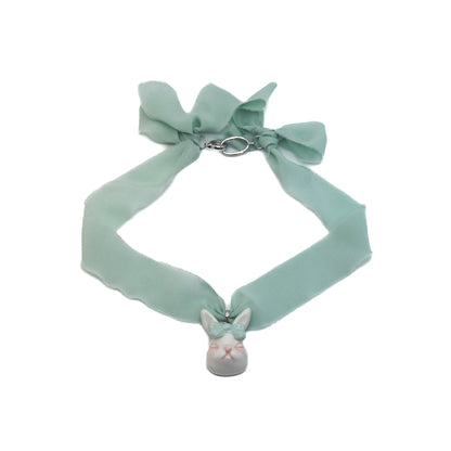 Grumpy Bunny Detachable Rabbit Charm Silk Choker Necklace