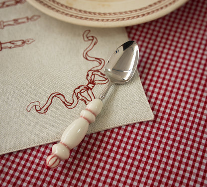 Fun Dining Handcrafted Ceramic Porcelain Cutlery 4 Piece Set - Passion Red