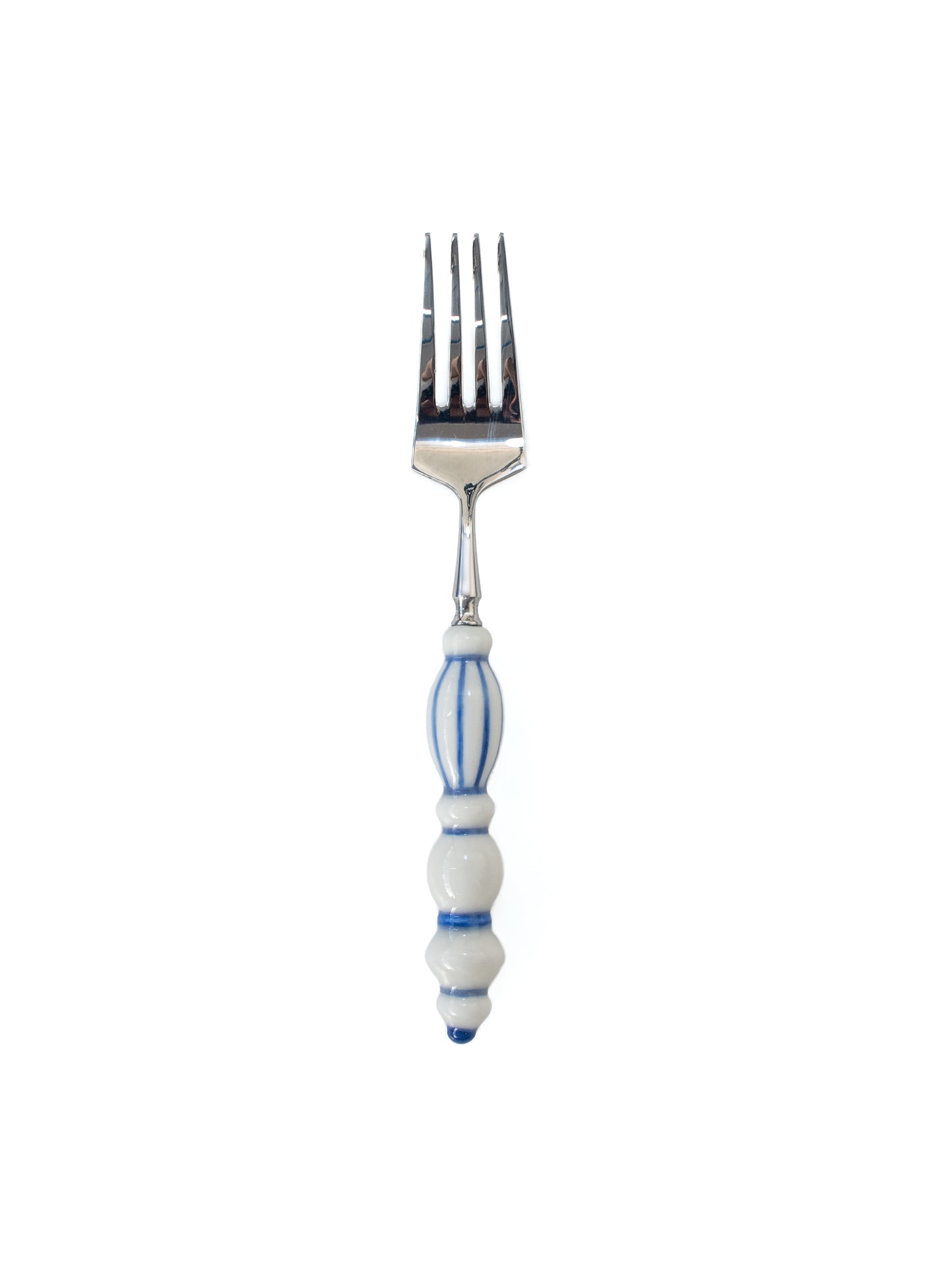 Fun Dining Handcrafted Ceramic Porcelain Cutlery 4 Piece Set - Classic Blue