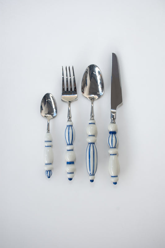 Fun Dining Handcrafted Ceramic Porcelain Cutlery Classic Line Style