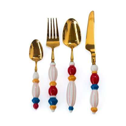 Fun Dining Handcrafted Ceramic Porcelain Cutlery 4 Piece Set - Table Circus