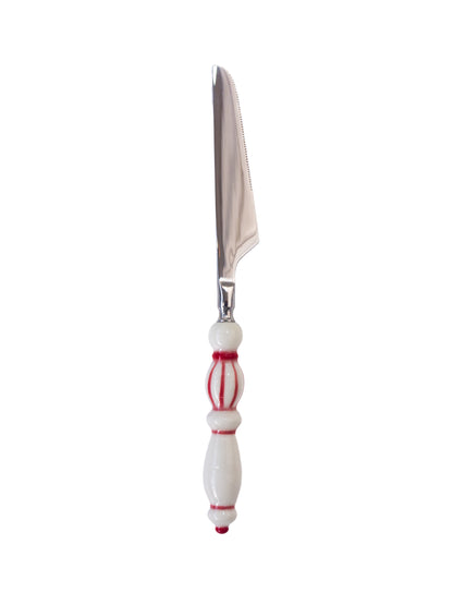 Fun Dining Handcrafted Ceramic Porcelain Cutlery 4 Piece Set - Passion Red