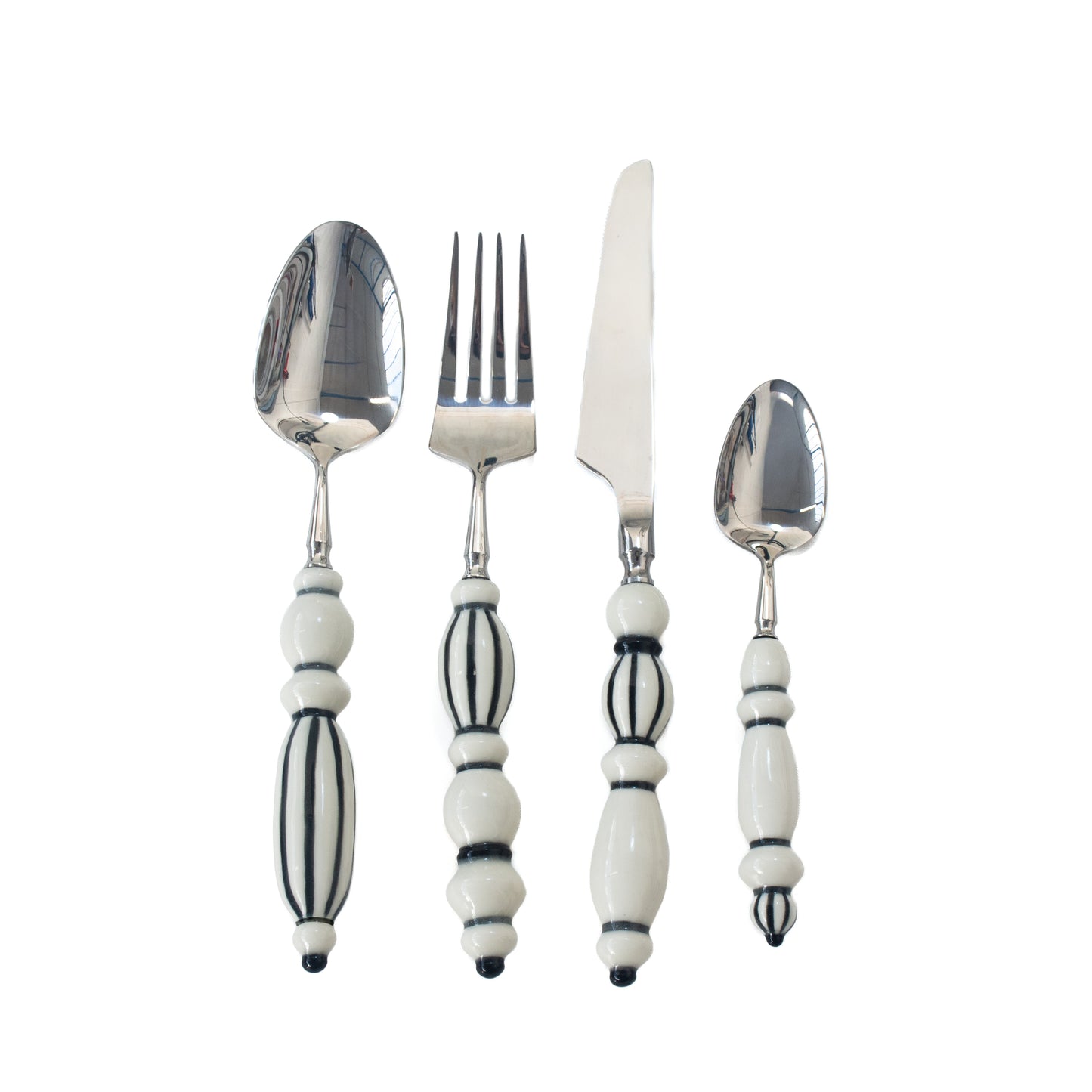 Fun Dining Handcrafted Ceramic Porcelain Cutlery Classic Line Style