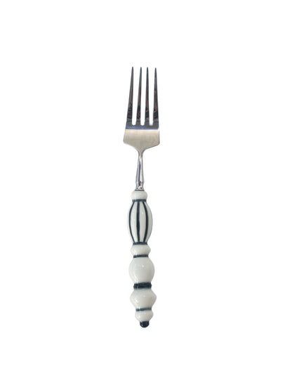 Fun Dining Handcrafted Ceramic Porcelain Cutlery 4 Piece Set - Black