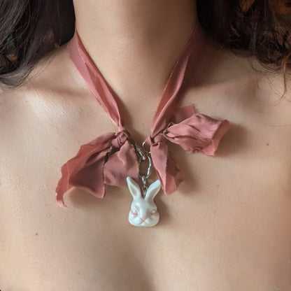 Grumpy Bunny Silk Choker Necklace