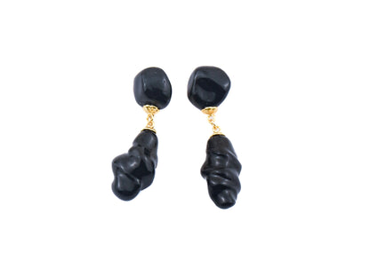 Coral Drop: black ceramic earring teardrop drop earrings