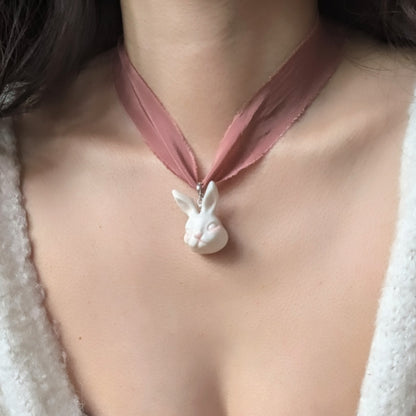 Grumpy Bunny Silk Choker Necklace