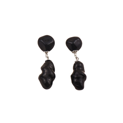 Coral Drop: black ceramic earring teardrop drop earrings